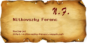 Nitkovszky Ferenc névjegykártya